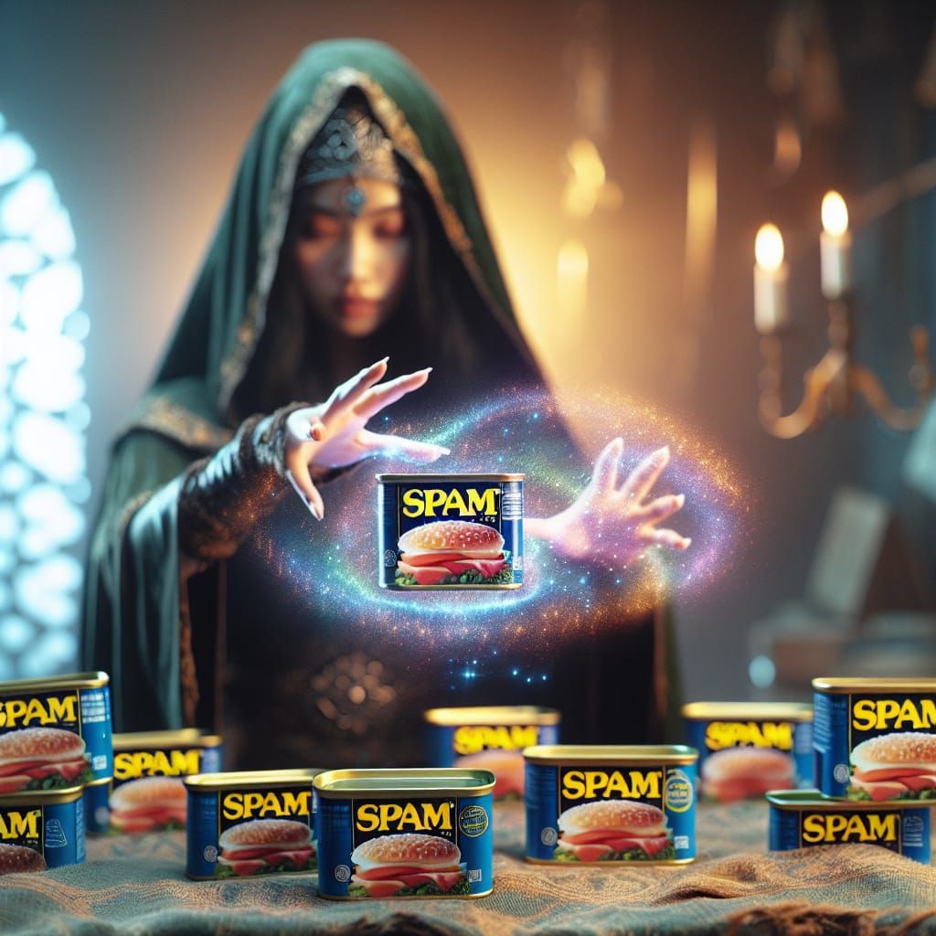 Magical Middle-Eastern Sorceress Holding Spam
