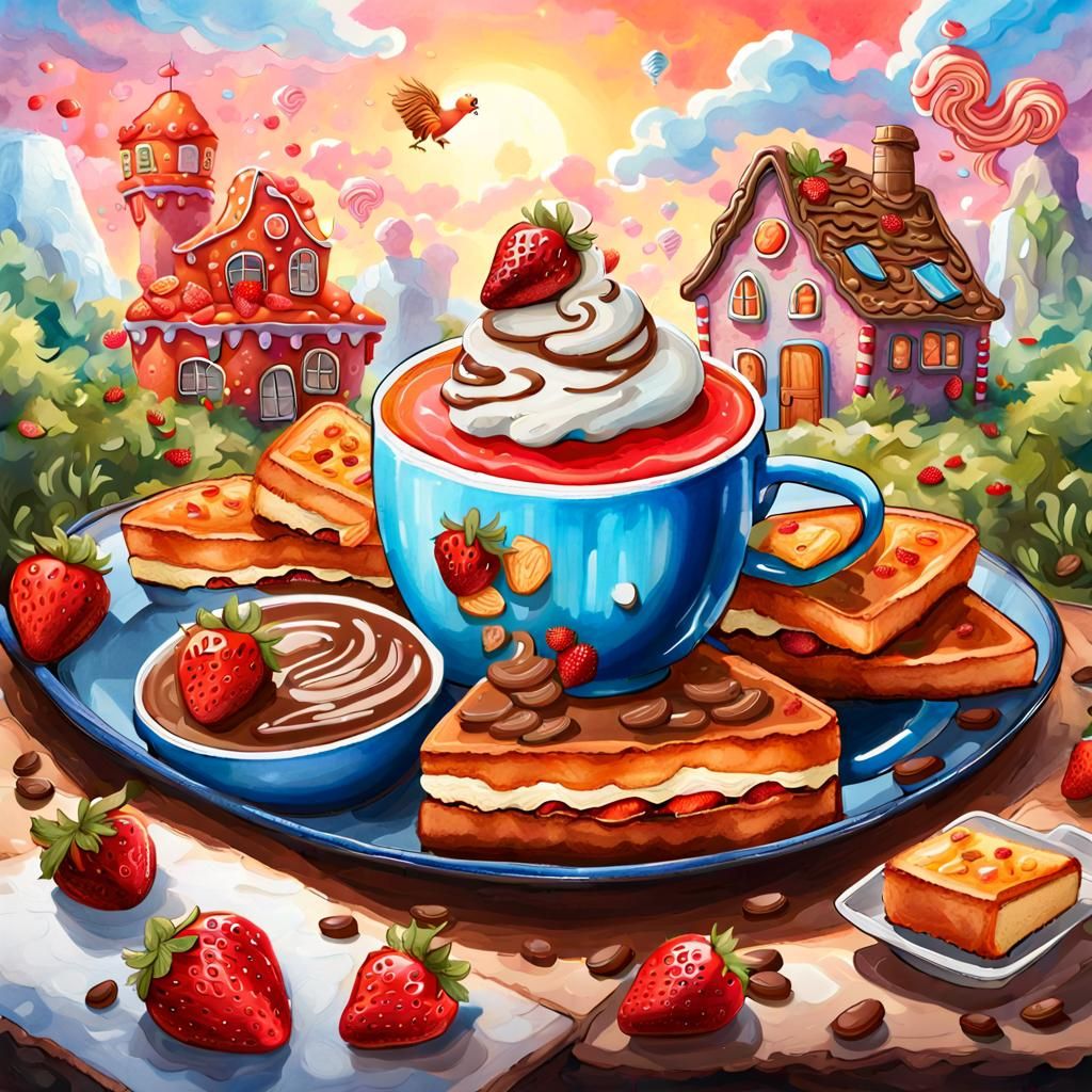 Sweet Food Still Life in Watercolor Candy Style