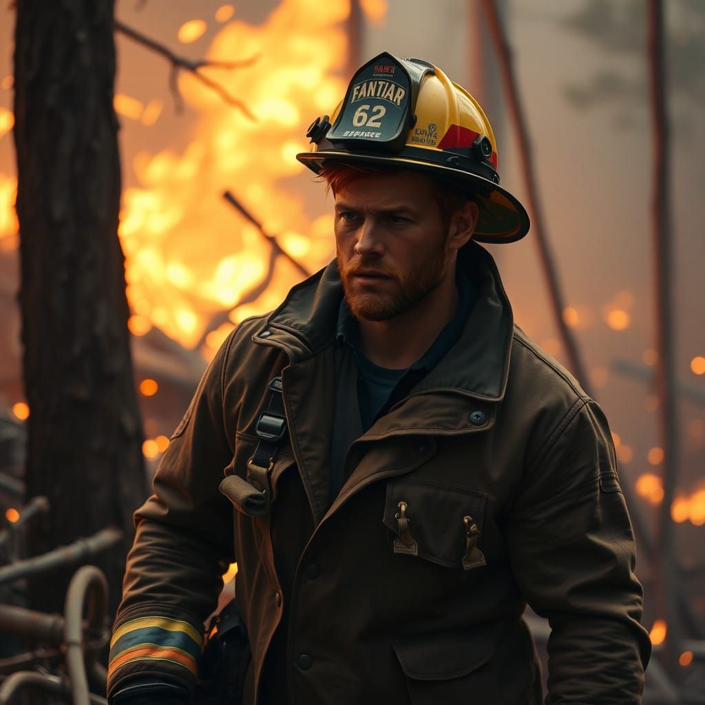 Heroic Firefighter in a Raging Inferno