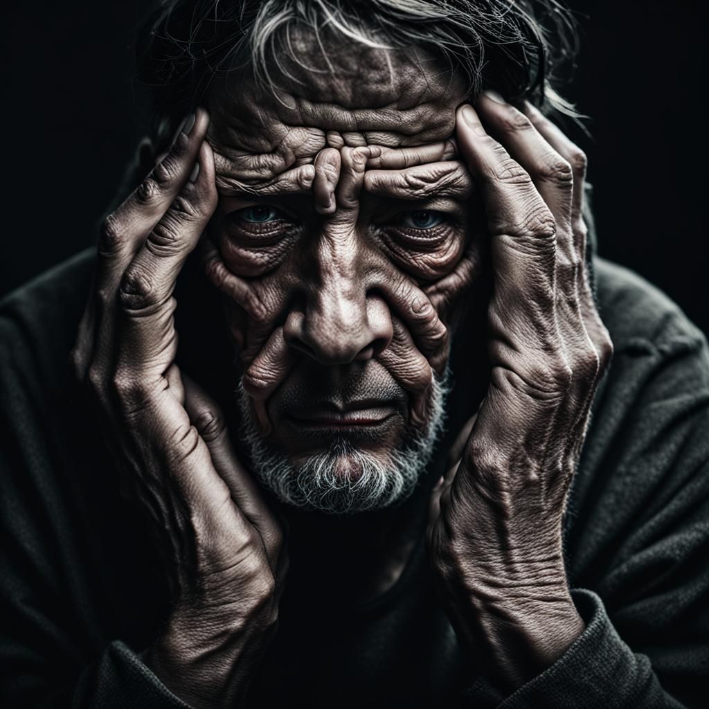Expressive Portrait of Anguish and Depression