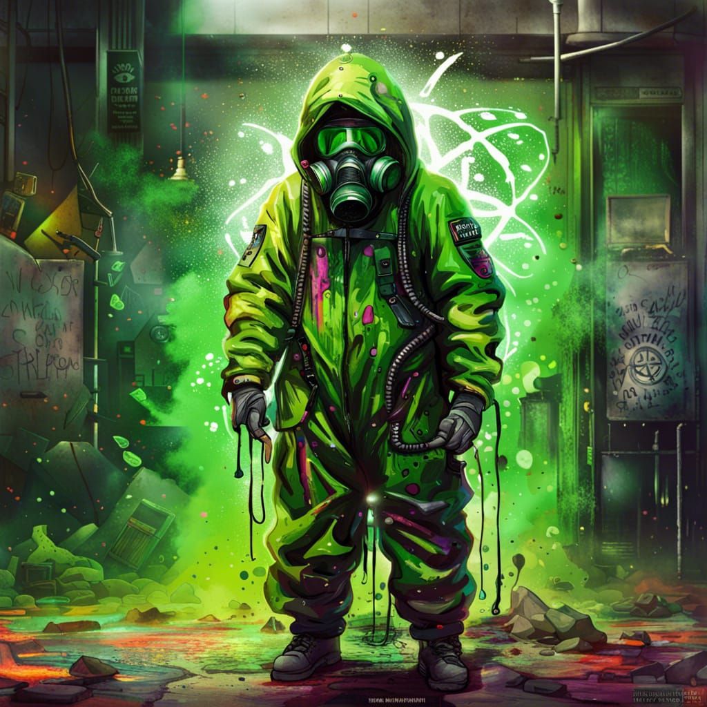 Radioactive Hazmat Sorcerer in Graffiti Art Style