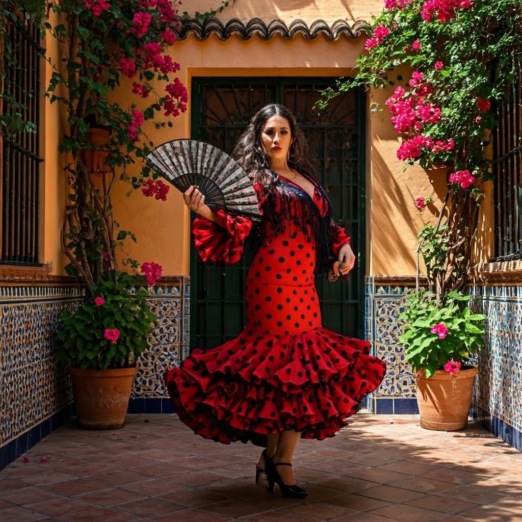 Passionate Flamenco Dancer in Traditional Dress