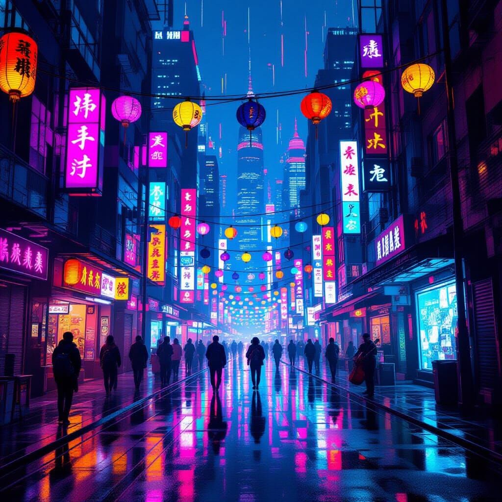 Neon Cyberpunk Cityscape at Night