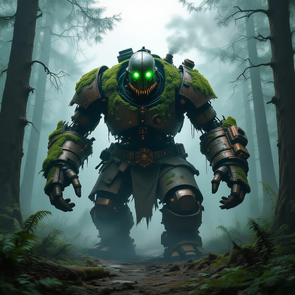 Moss-Covered Iron Golem in Primeval Forest