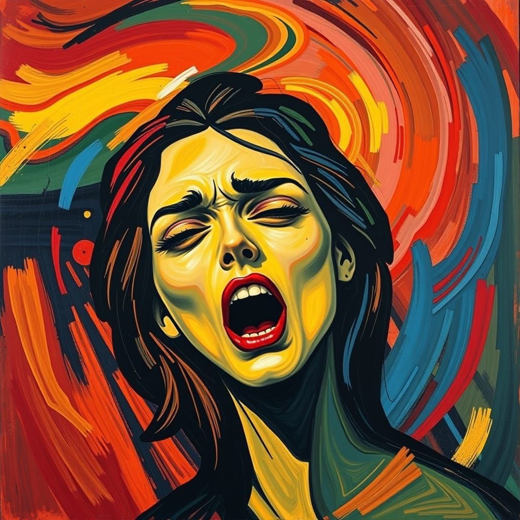 Vibrant Expressionist Scream in Swirling Colors