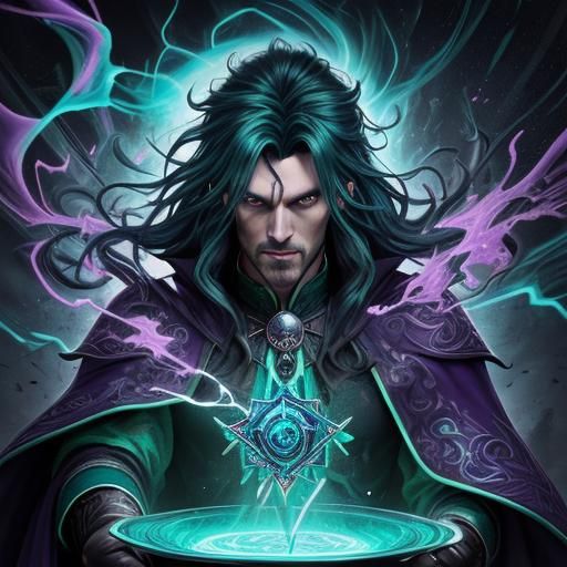 Wizard and Apprentice Pouring Potion, Graffiti Art Style