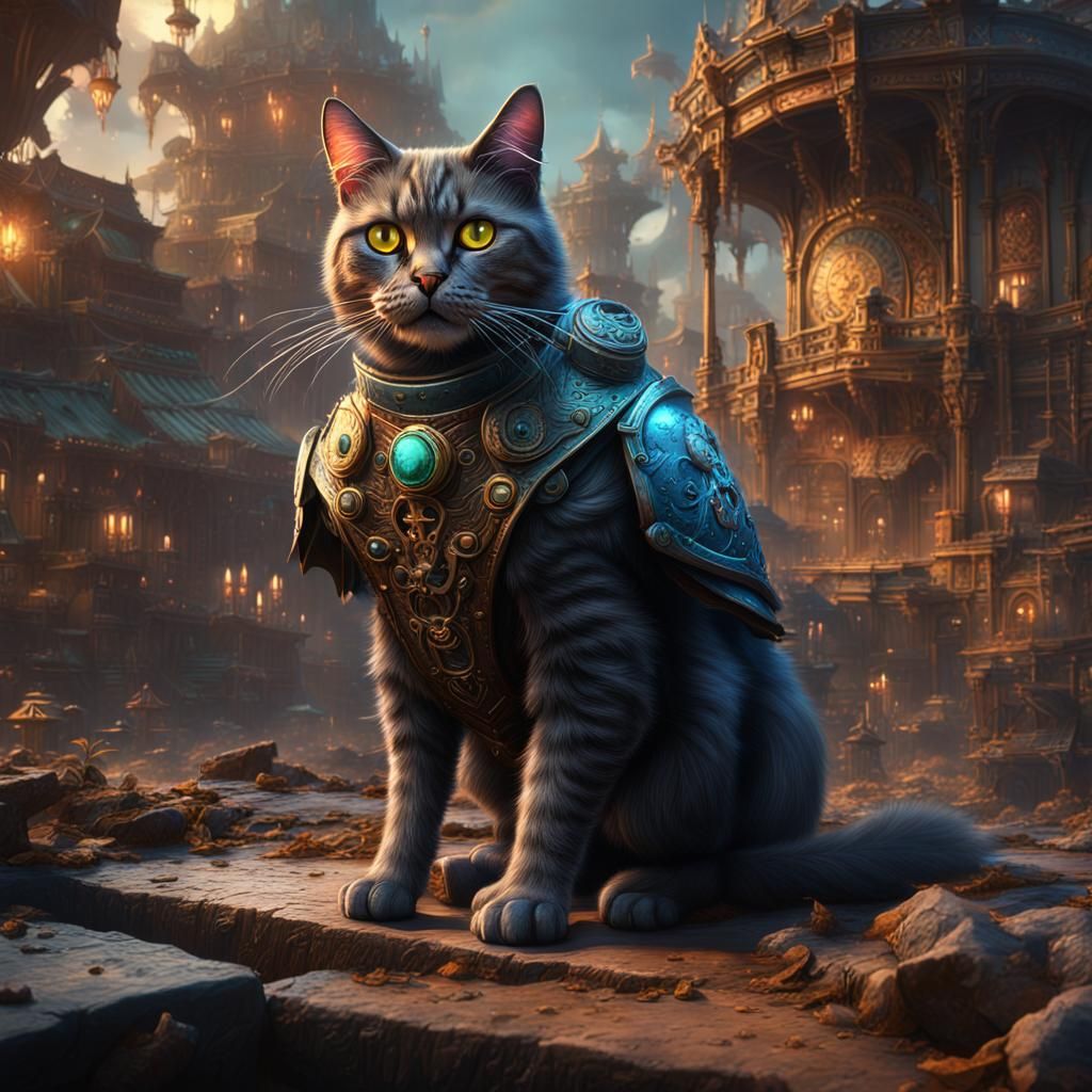 Cattlepunk Cat Detailed Matte Painting