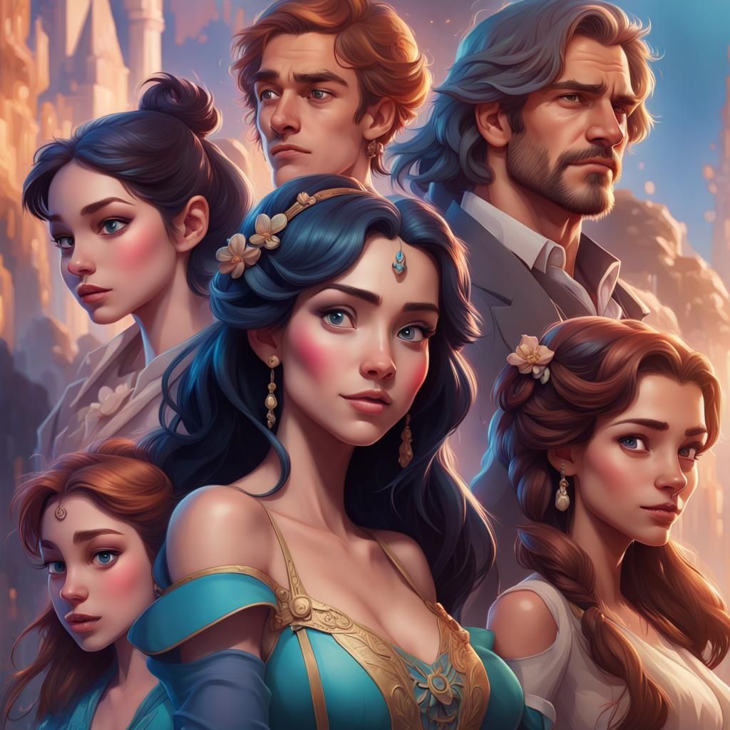 Disney Characters Portrait in Hyperdetailed Digital Art