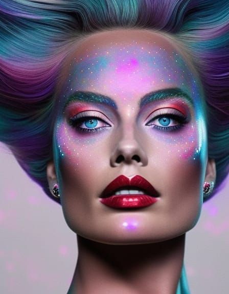 Ethereal Space Queen Portrait in Hyperrealistic Style