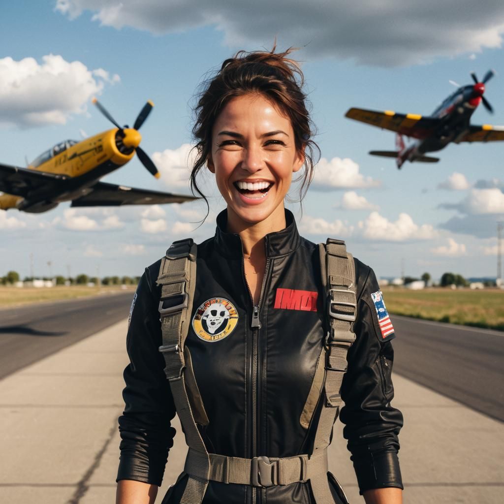 Joyful Stunt Woman's Happy Smile