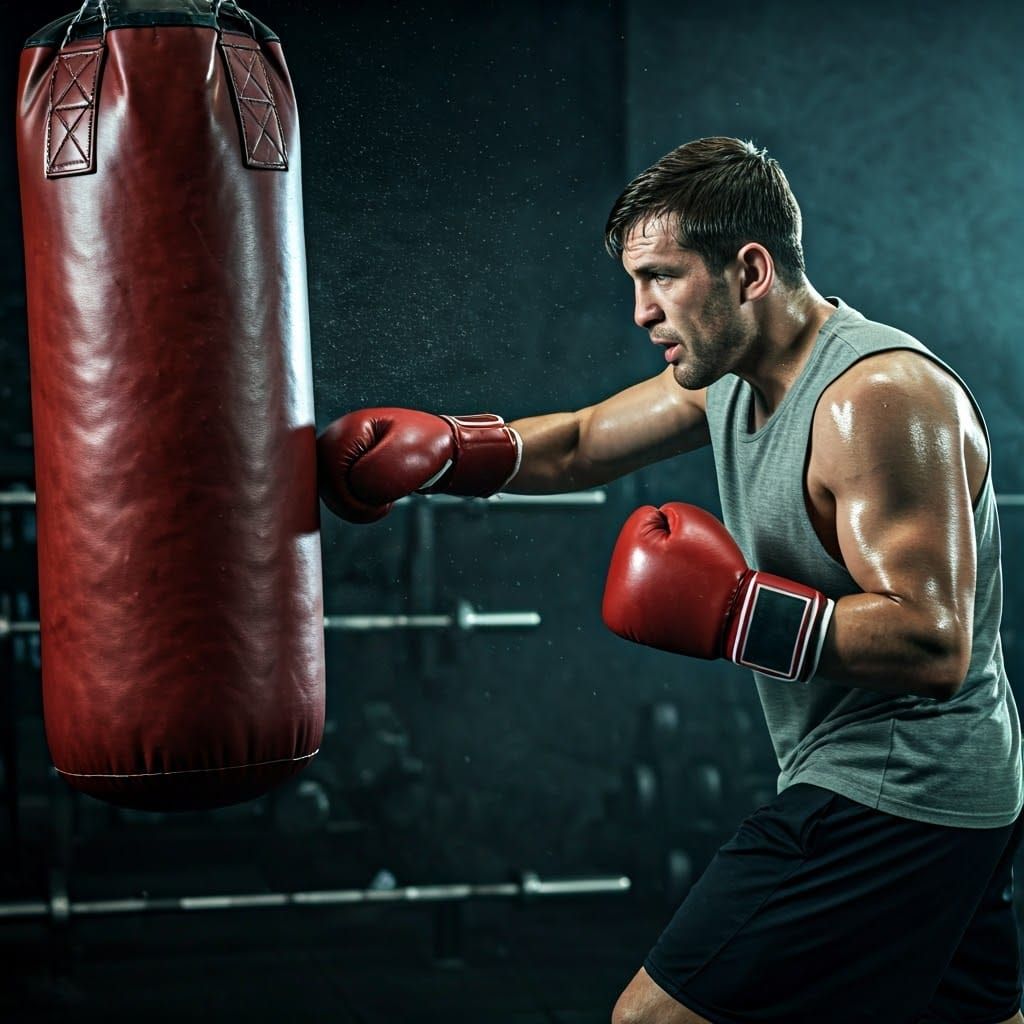 Intense Boxer Training at Modern Gym