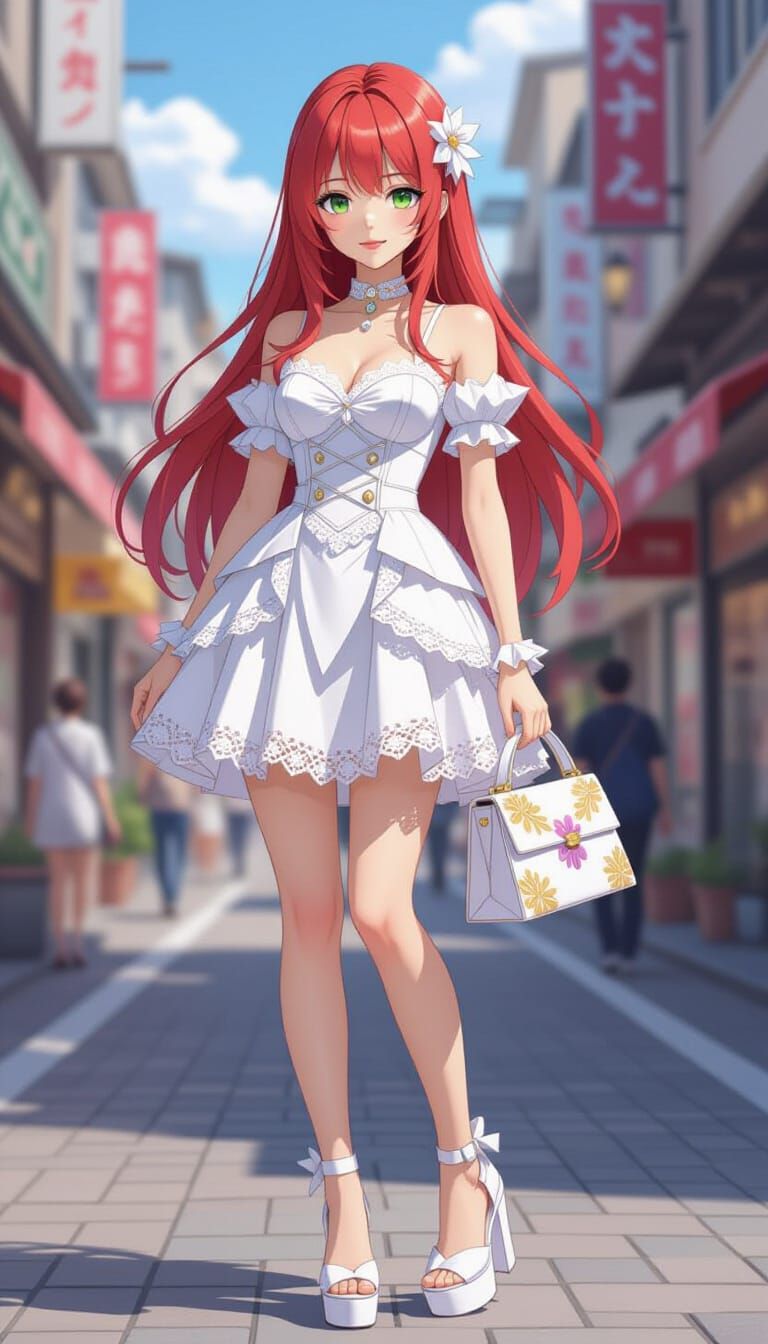 Japanese Woman in Haute Couture Paper Dress