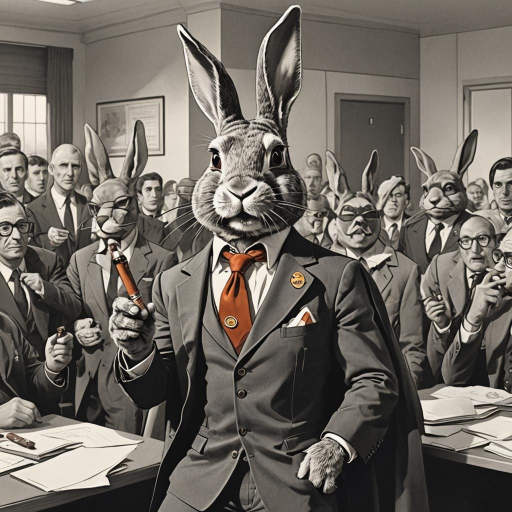 Rabbit Superhero at an AA Meeting