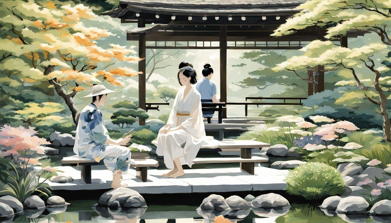 Zen Garden: Tranquil Japanese Summer Landscape