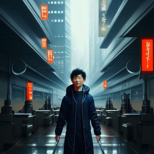 Character Surrounded by Posters: Detailed Matte Painting