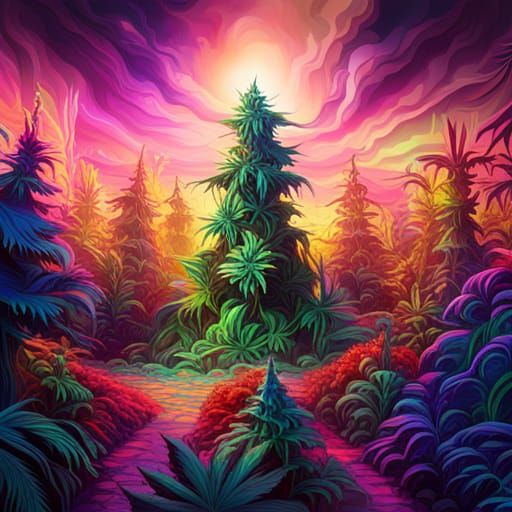 Candied Cannabis Garden in Graffiti Splash Art Style