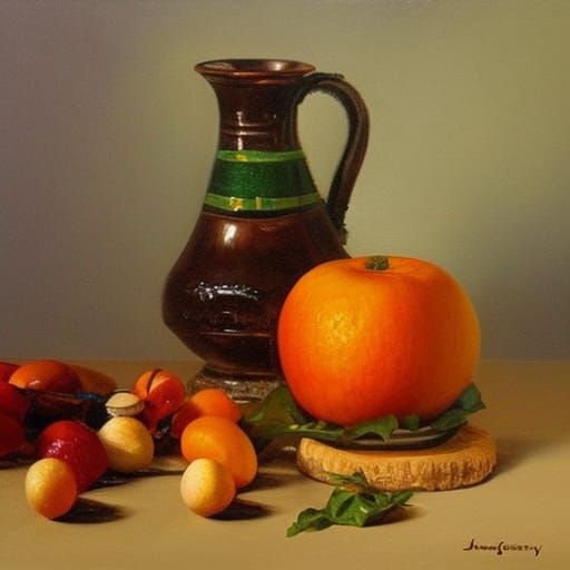 Still Life Food in Oil Painting Style