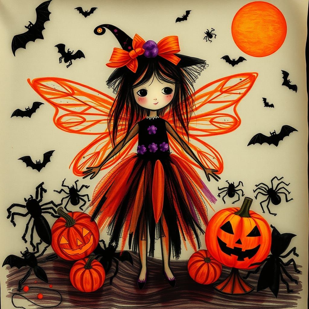 Whimsical Halloween Fairy in Surrealist Style