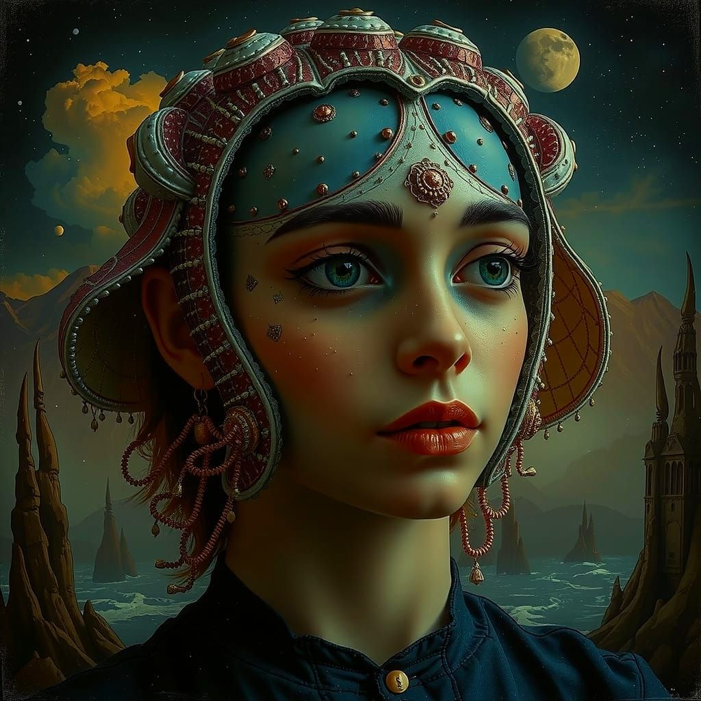 Dreamlike Amoeboid Landscape Painting in Pink, Blue, and Whi...