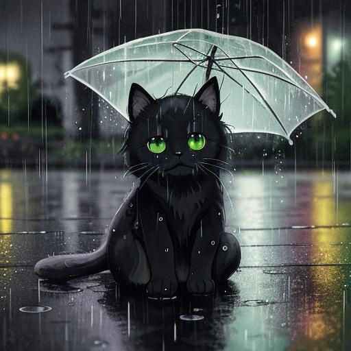 Sad Kitten in Rain: High-Quality DSLR Photography