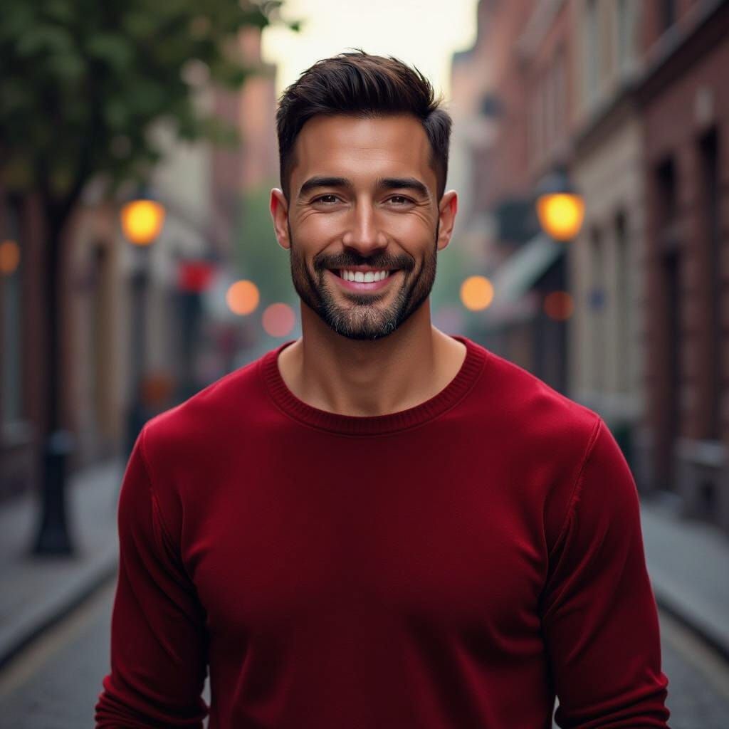 Joyous Man in Red Velvet: Impressionist Portrait