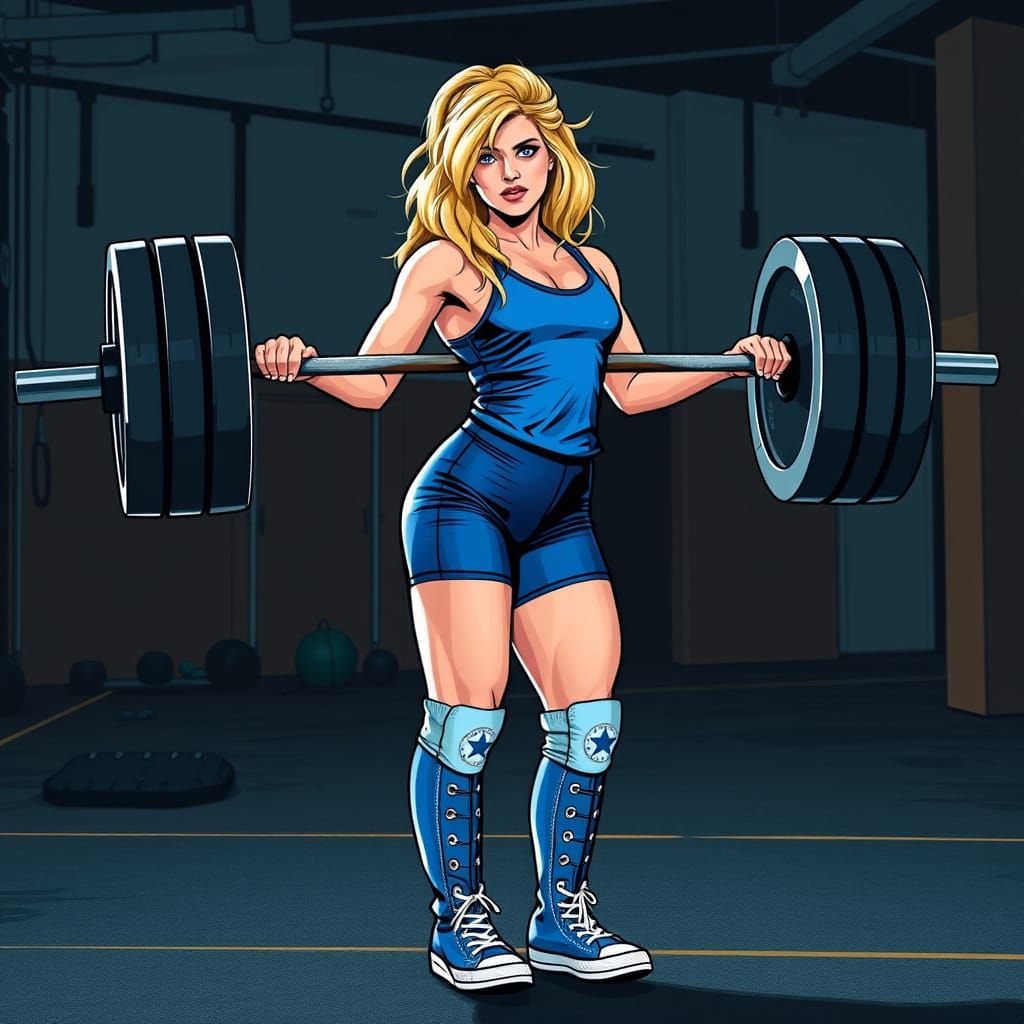 Woman Lifts Barbell in Gym with Dynamic Style