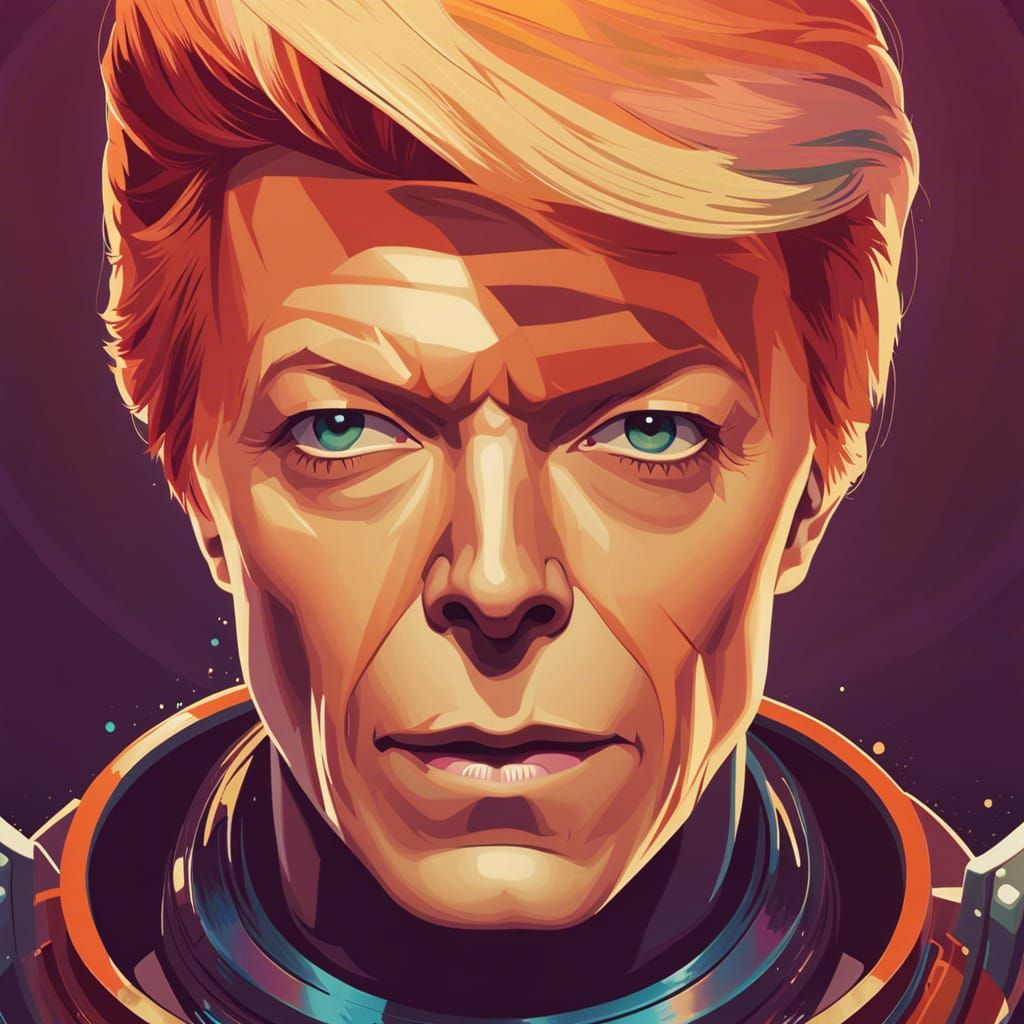 David Bowie as Astronaut Portrait in Artgerm Style