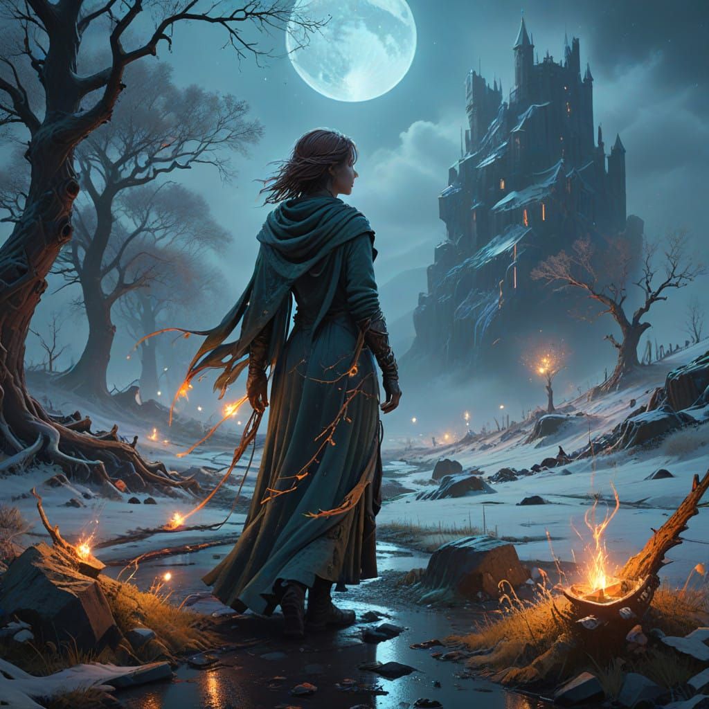 Ethereal Figure Vanishing in January's Mystical Veil