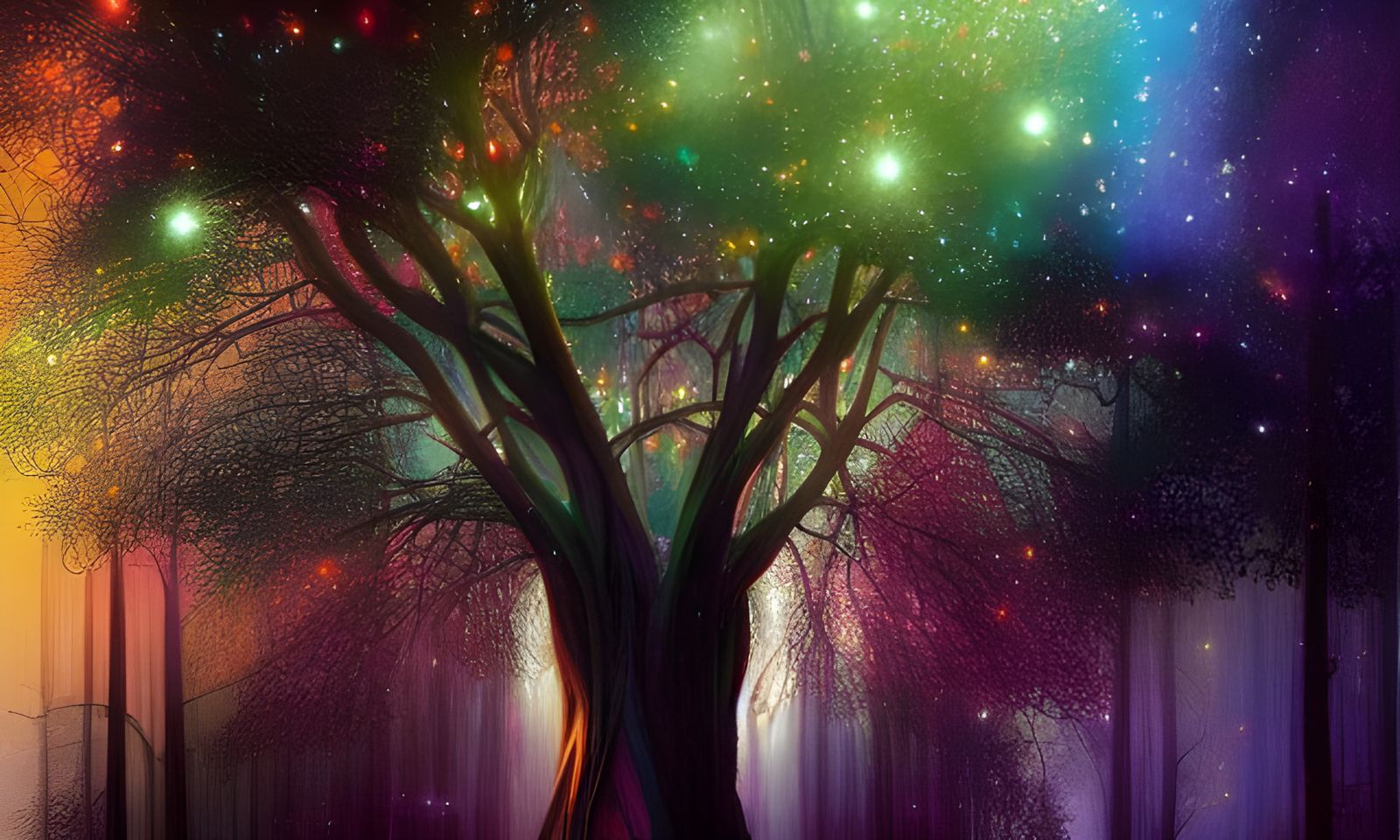 The Tree of Magic in Dark Rainbow Colors