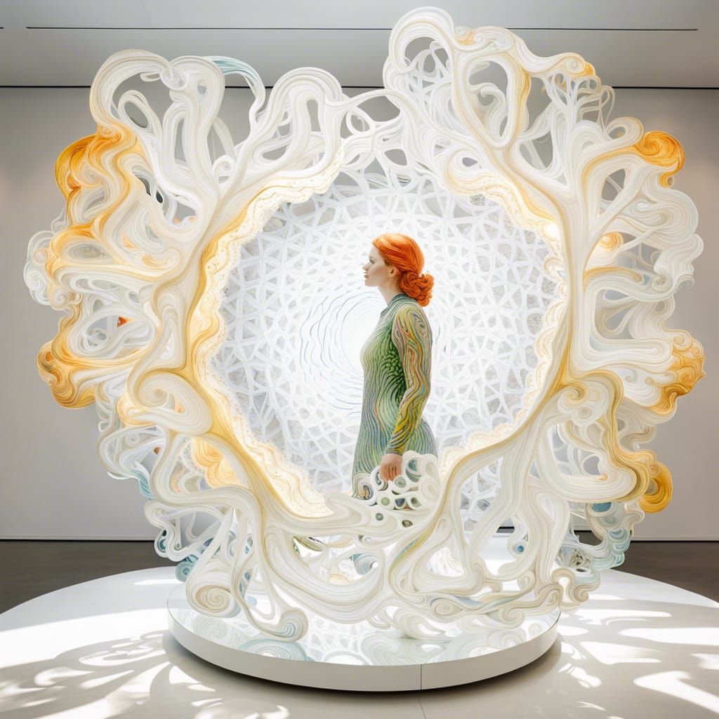 Fractal Woman Sculpture in Glasswork Style