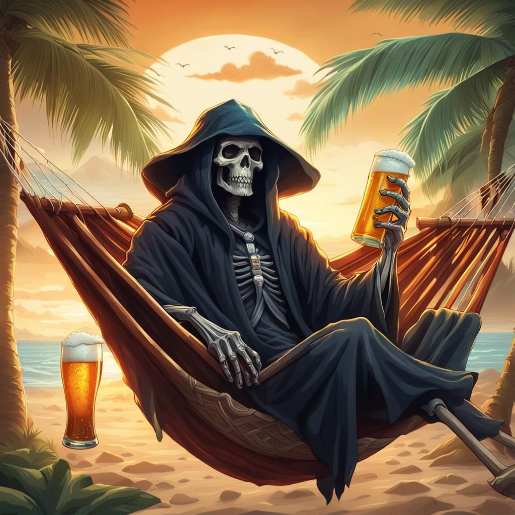 Grim Reaper's Hawaiian Holiday: Death Takes a Break