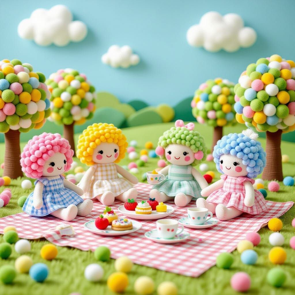 Whimsical Pom Pom Picnic in a Bouncy, Cozy Style