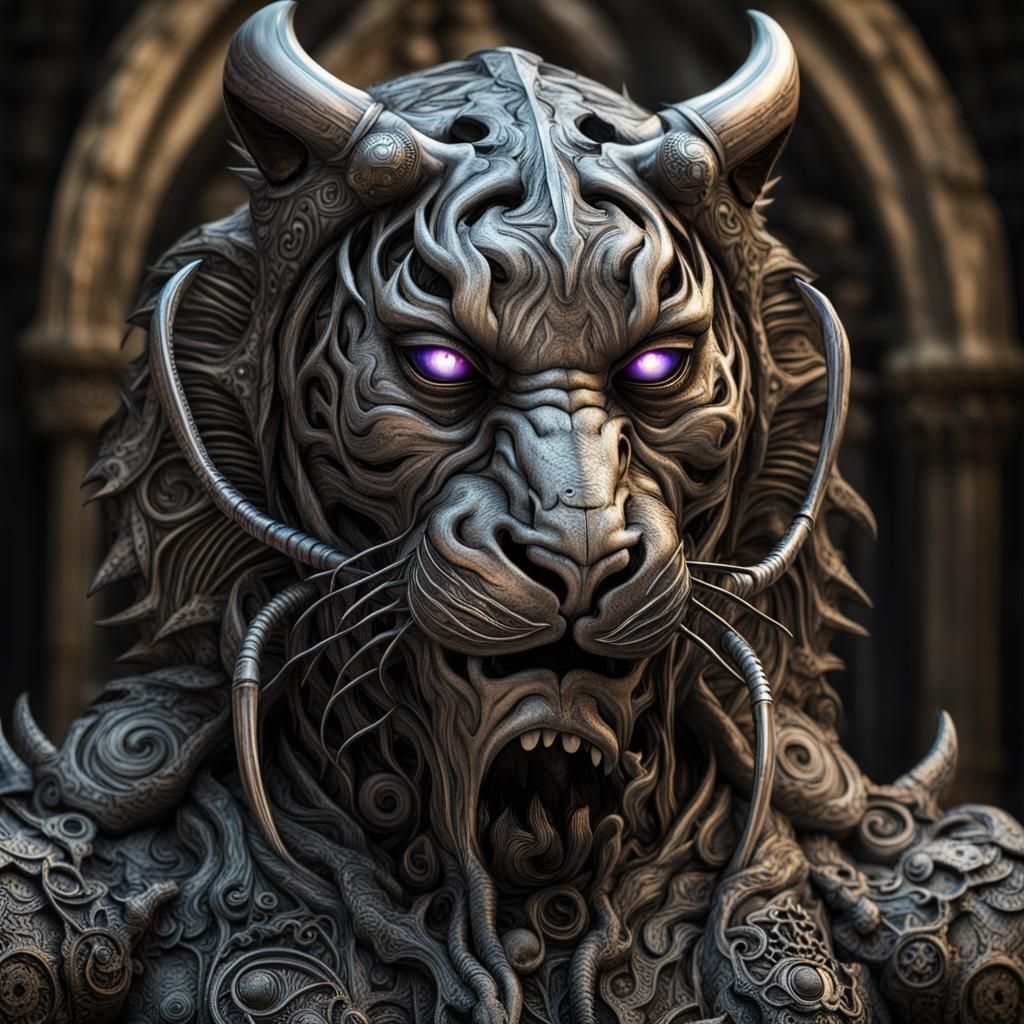 Undead Hybrid Tiger Zombie Bull: Hyperrealistic Rendering