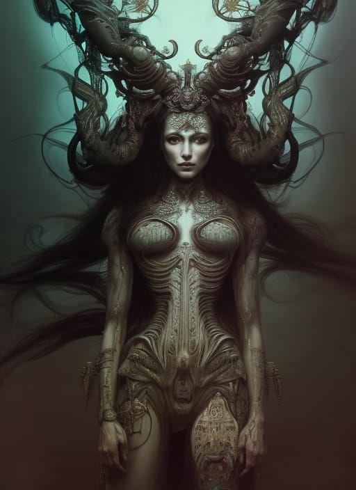 Futuristic Warrior Goddess in Metallic Armor