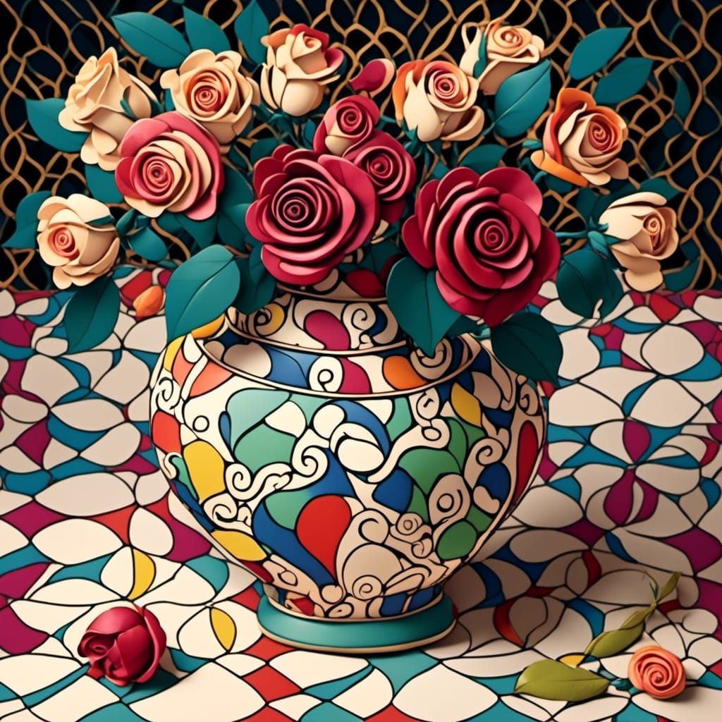 Matisse Inspired Vase with Roses