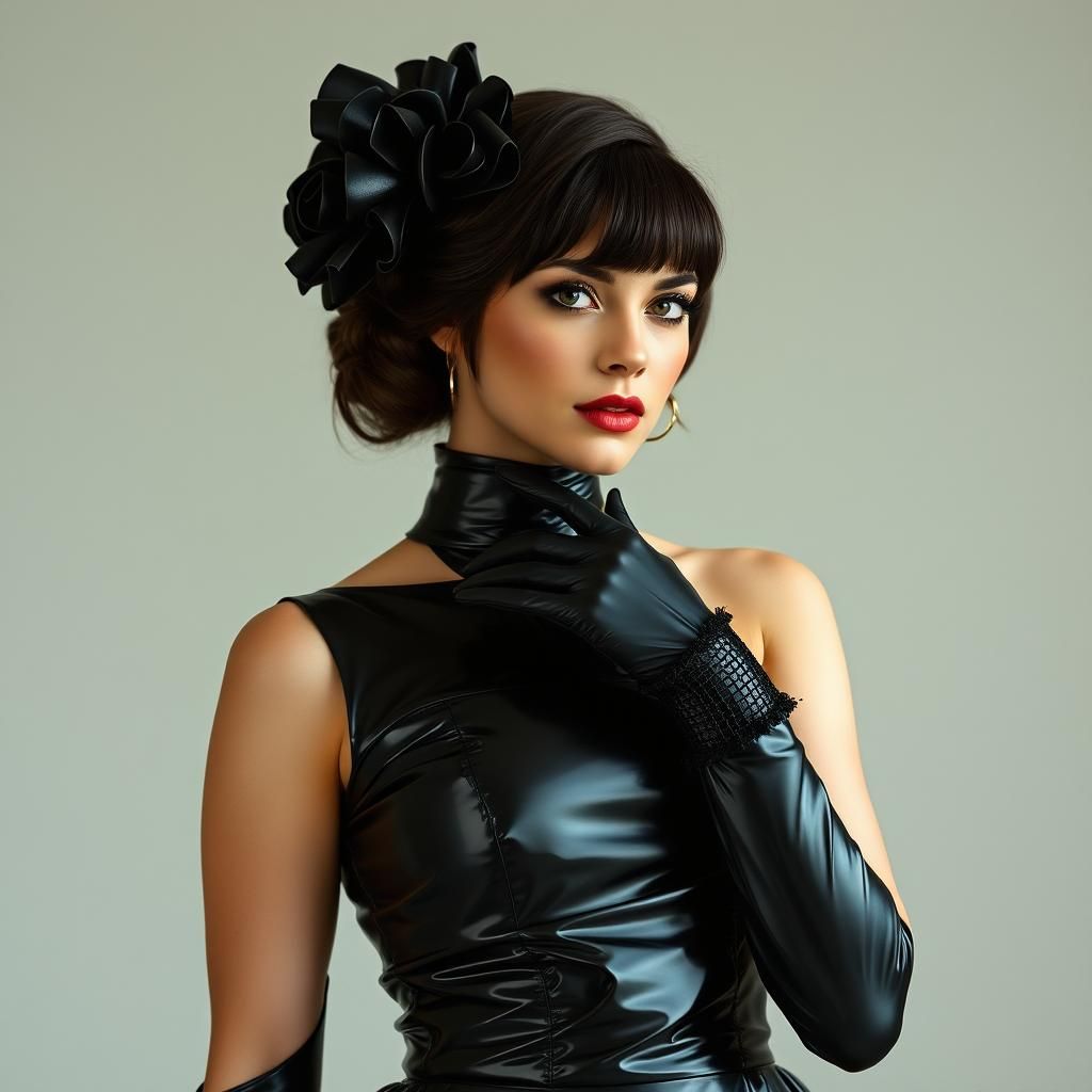 Woman in Latex and Victorian Gown