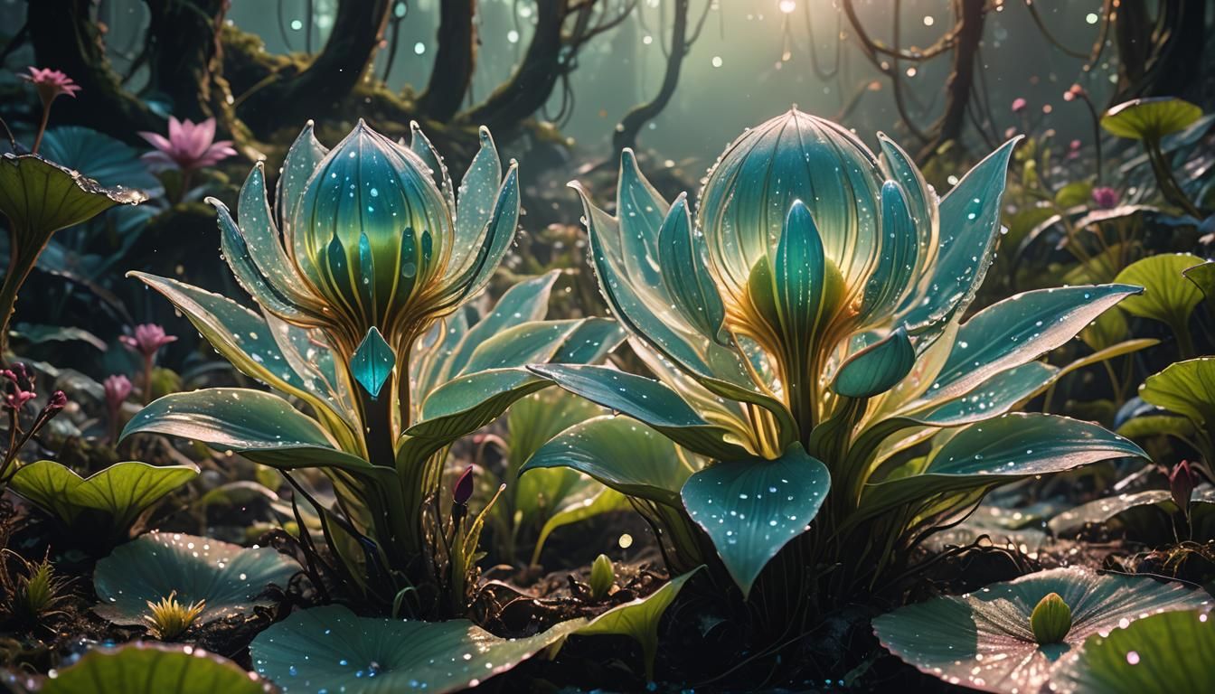 Alien Forest: Bioluminescent Flora in Fantasycore Style