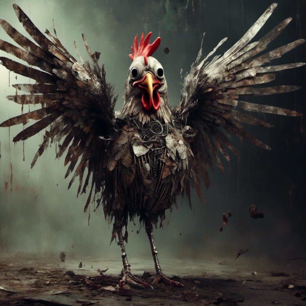 Robotic Murder Chicken in Macabre Tim Burton Style
