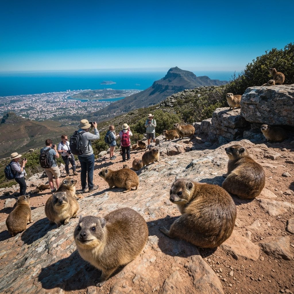 Rock Hyraxes and Tourists on Table Mountain