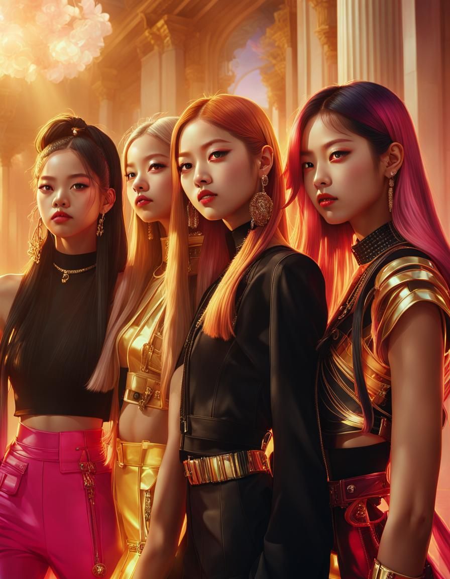 Golden Hour Portrait of Four Women in Hallway