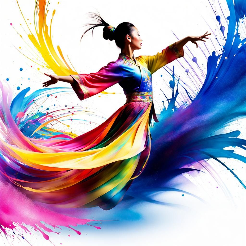 Chinese Shen Yun dancer, Art of ink splatter N°2