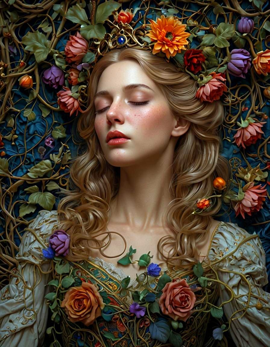 Undead Sleeping Beauty Portrait with Vines