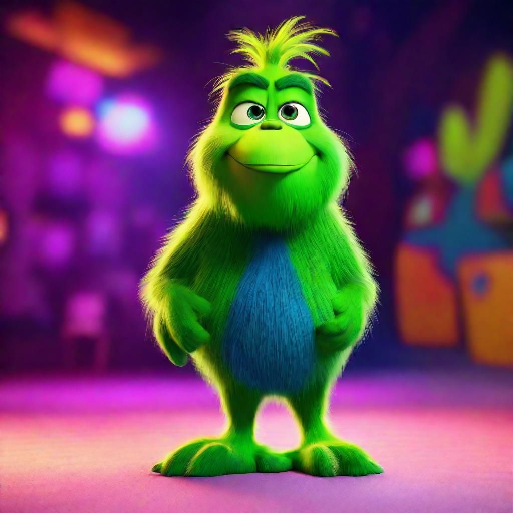 Heroic Grinchy Momma in Vibrant Cinematic Concept Art