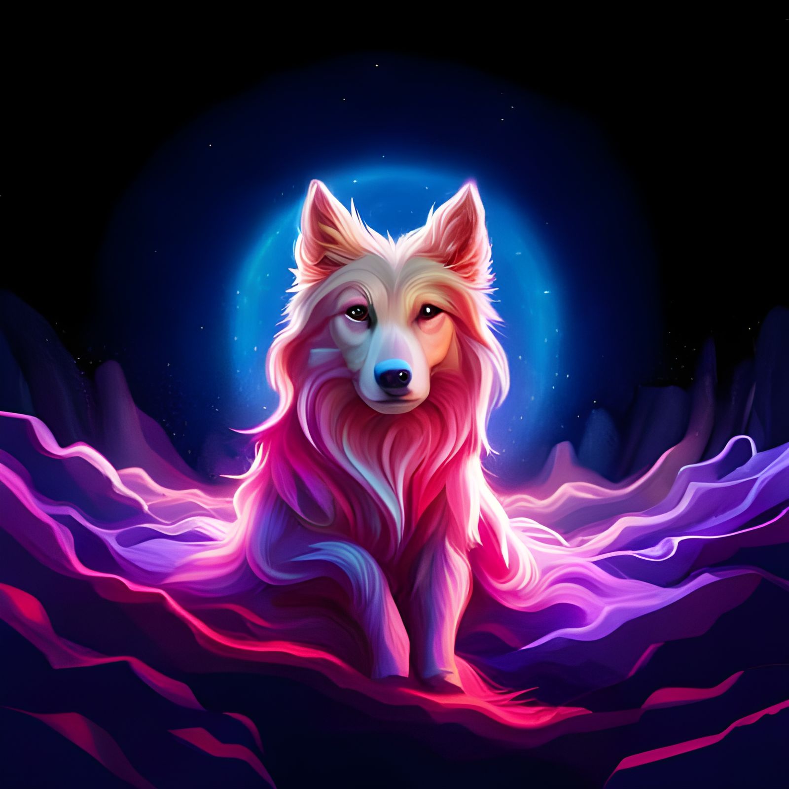 Dog Constellation in Synthwave Style Night Sky