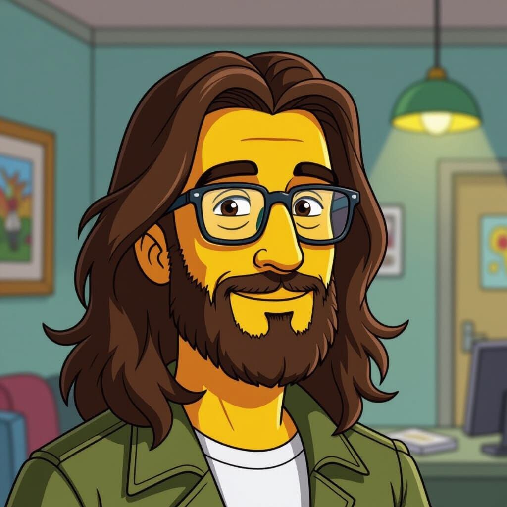 90s Cartoon Man with Yellow Skin and Glasses