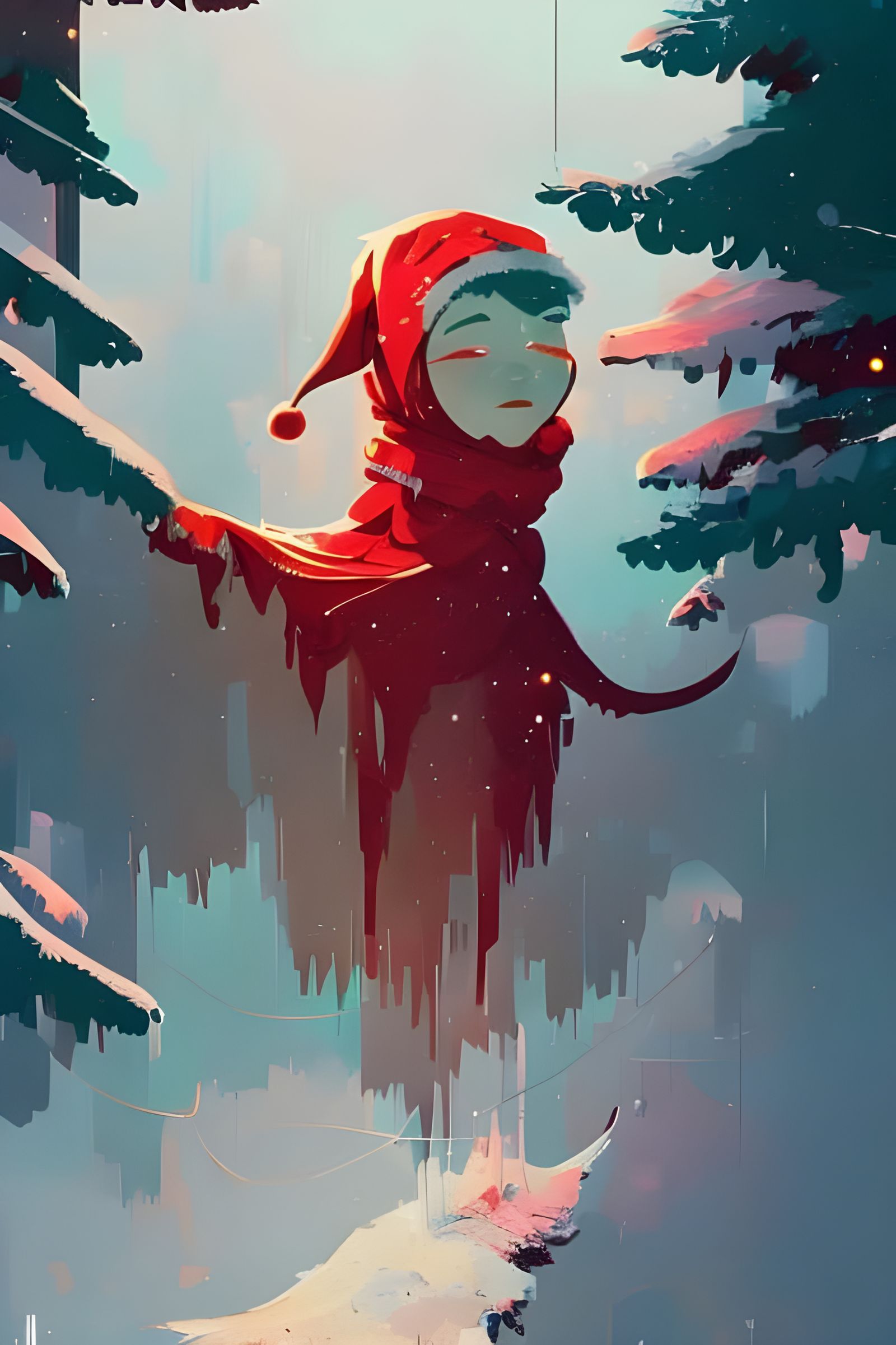 Christmas Spirits in Cel-Shaded Digital Illustration