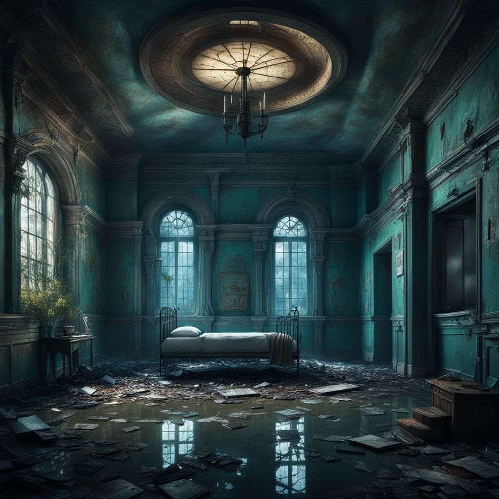 Abandoned Psychiatric Ward: Detailed Matte Painting