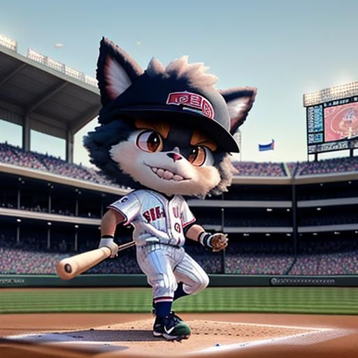 Chibi Baseball Monster Mascot in Dreamworks Style