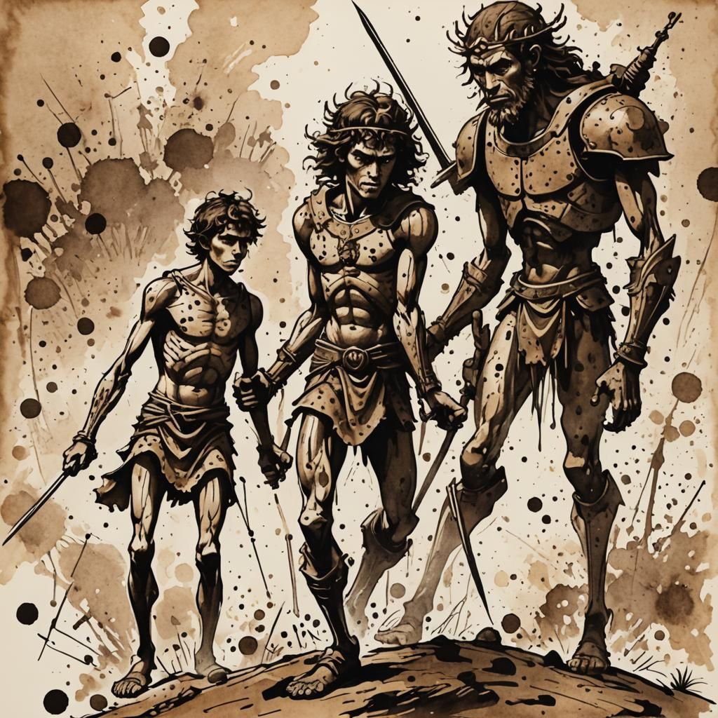 David and Goliath in Brown Ink Spots