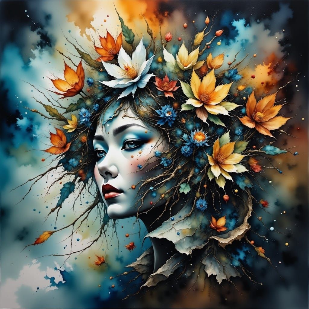 Surreal Machine Dreams in Watercolor Ink Style